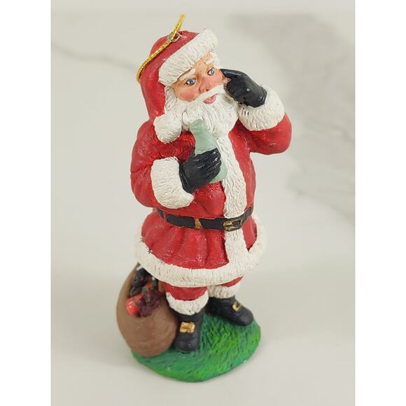 Santa Clause Gift Bag Ornament Figurine 3 1/4" Christmas 80's Holiday Vinatge - Picture 9 of 12